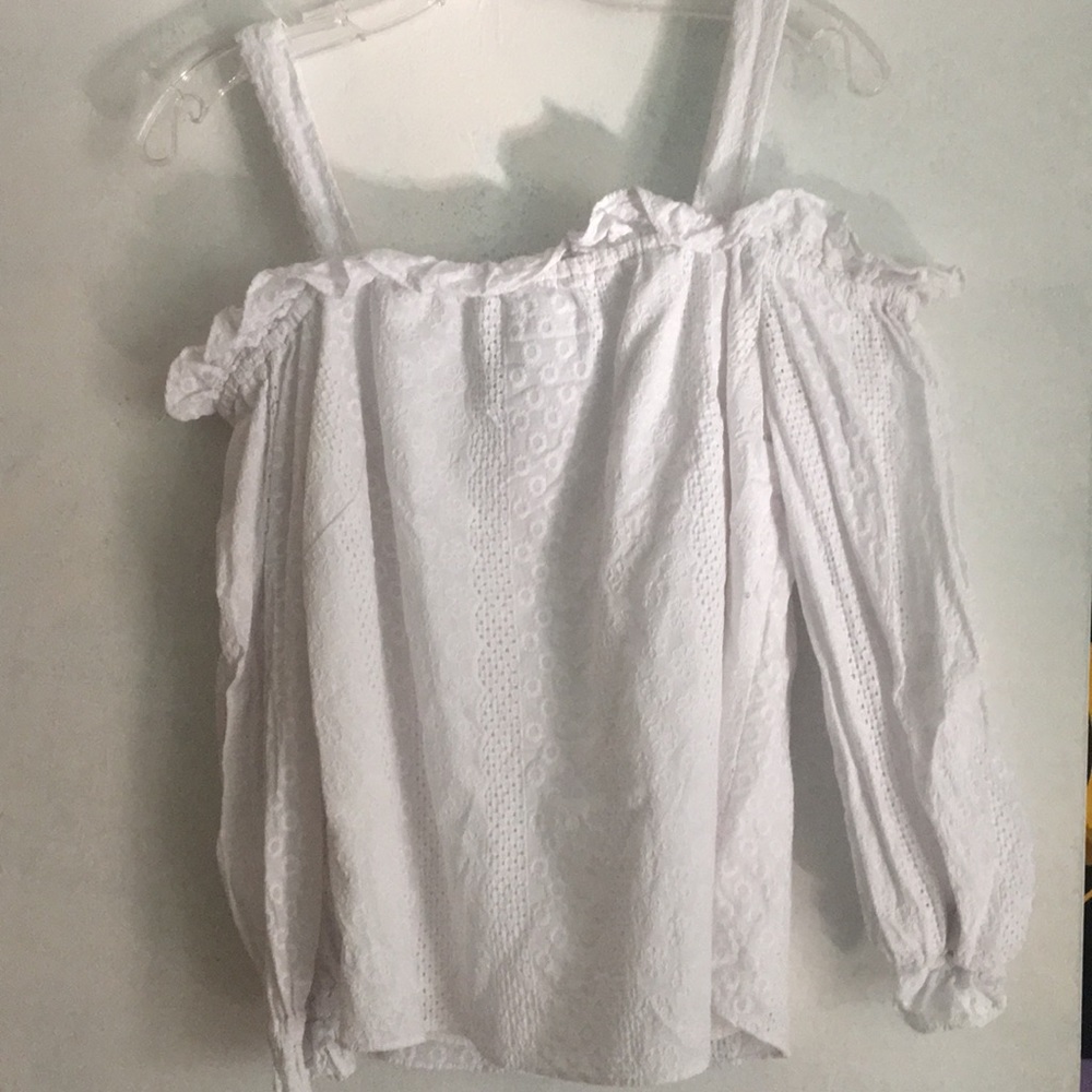 Off the shoulder white shirt